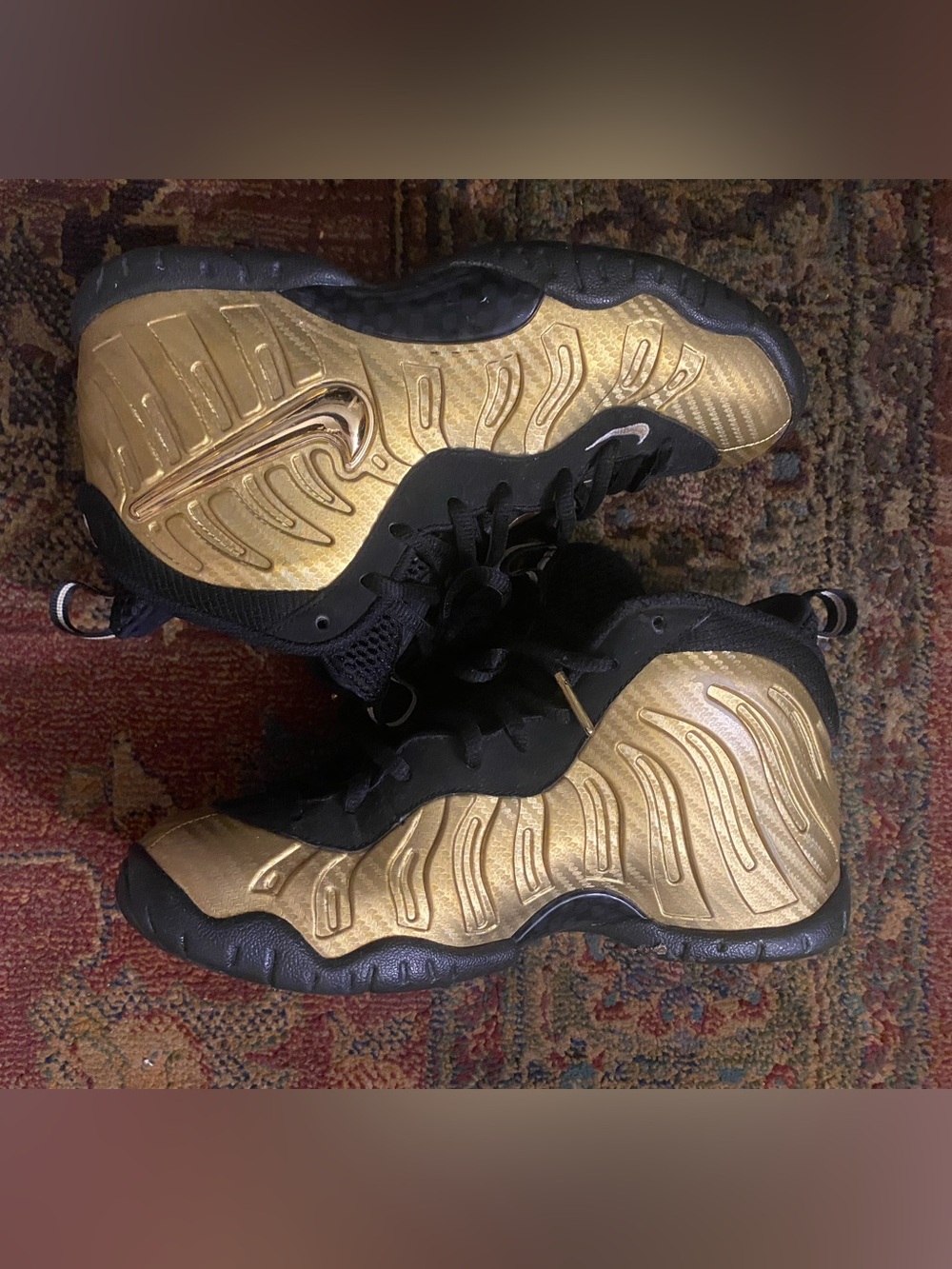 Gold and Black Foamposite Sneakers✨
